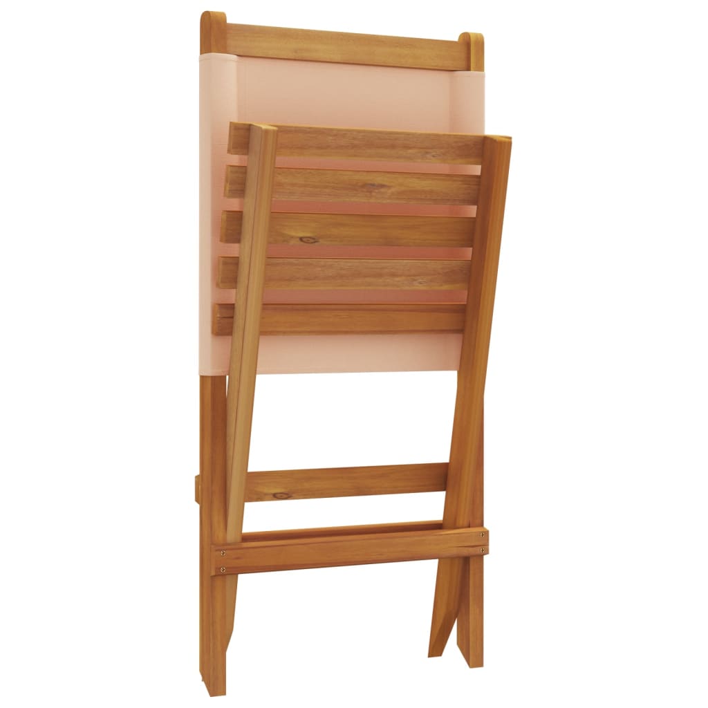 vidaXL Chaises de jardin lot de 2 beige bois d'acacia massif et tissu