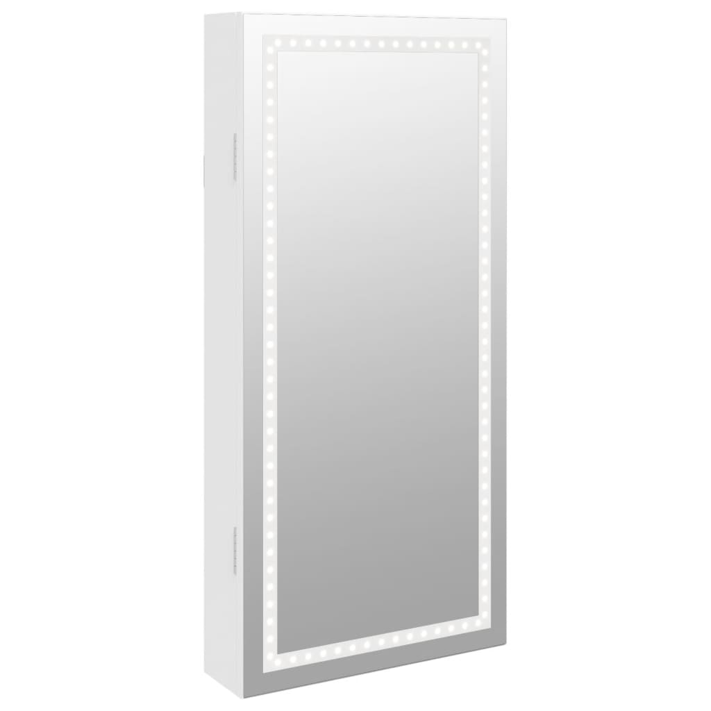 vidaXL Armoire à bijoux avec miroir et éclairage LED mural blanc