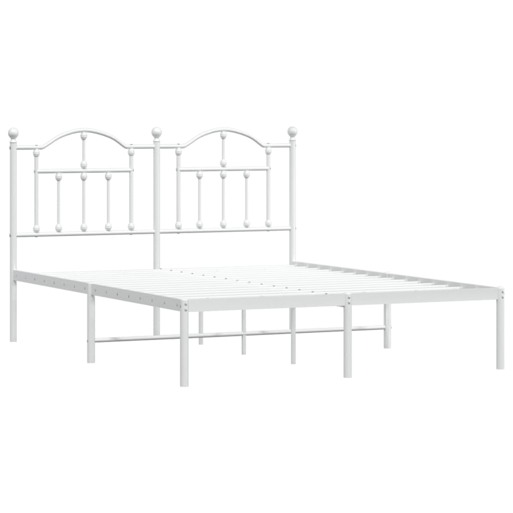 vidaXL Cadre de lit métal sans matelas et tête de lit blanc 140x190 cm