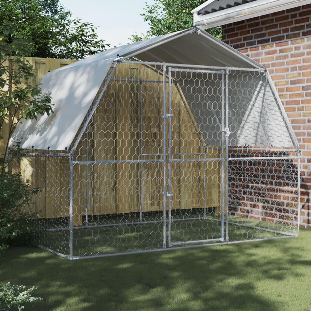 vidaXL Cage pour chiens avec toit et porte argenté acier galvanisé