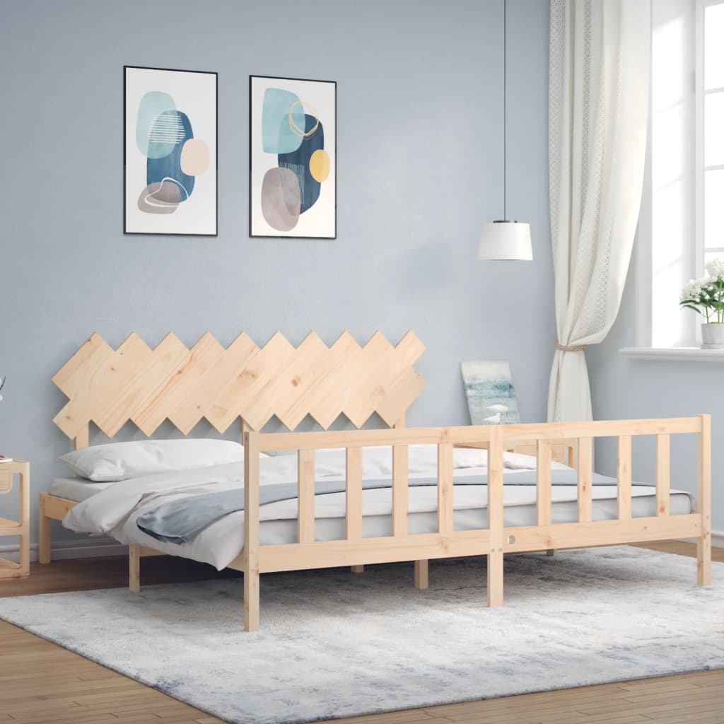 vidaXL Cadre de lit avec tête de lit 200x200 cm bois massif
