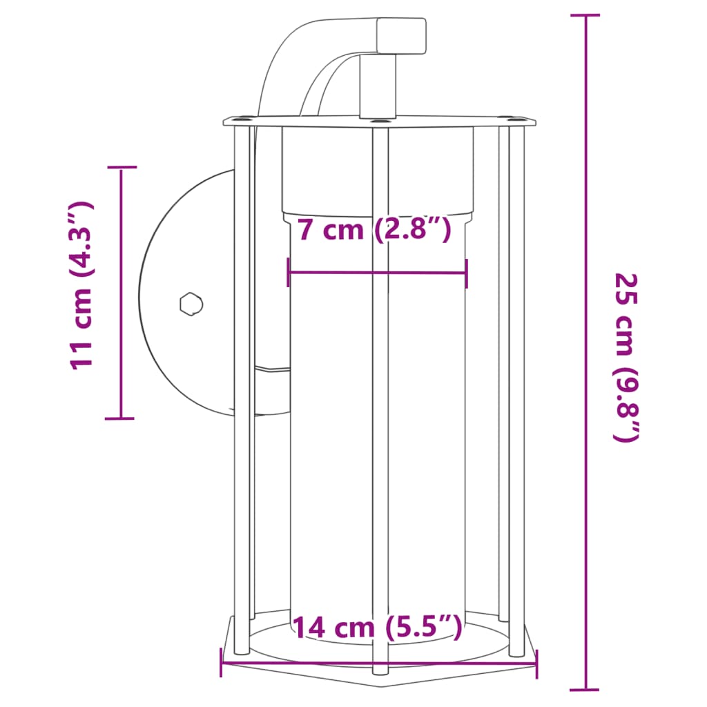 vidaXL Applique murale d'extérieur noir acier inoxydable