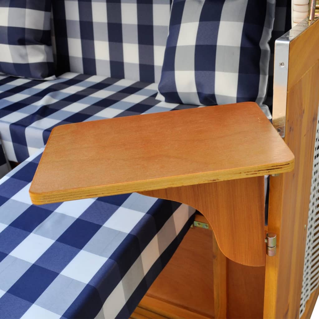 vidaXL Chaise inclinable de jardin Résine tressée et tissu Bleu/blanc