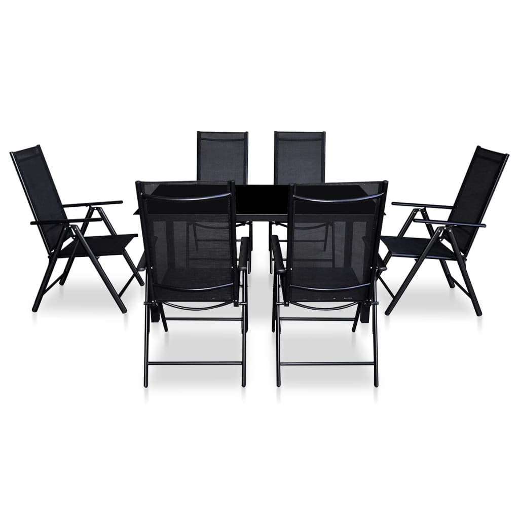vidaXL Mobilier à dîner de jardin 7 pcs et chaises pliables Aluminium