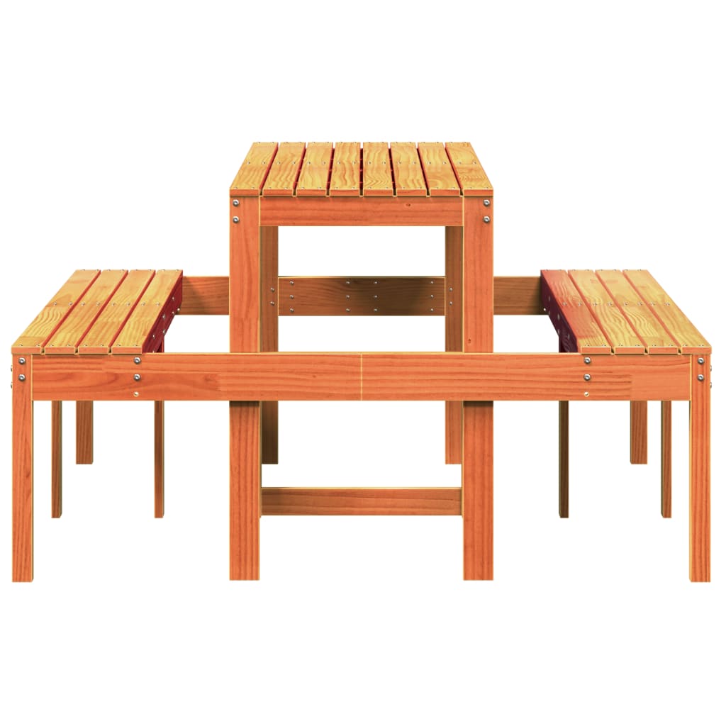vidaXL Table de pique-nique cire marron 160x134x75 cm bois massif pin