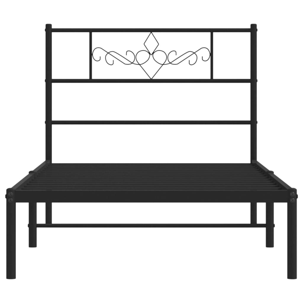 vidaXL Cadre de lit métal sans matelas avec tête de lit noir 100x200cm