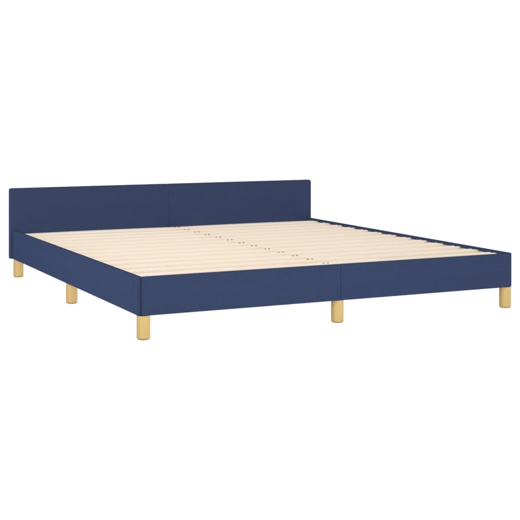 vidaXL Cadre de lit avec tête de lit sans matelas bleu 180x200cm tissu