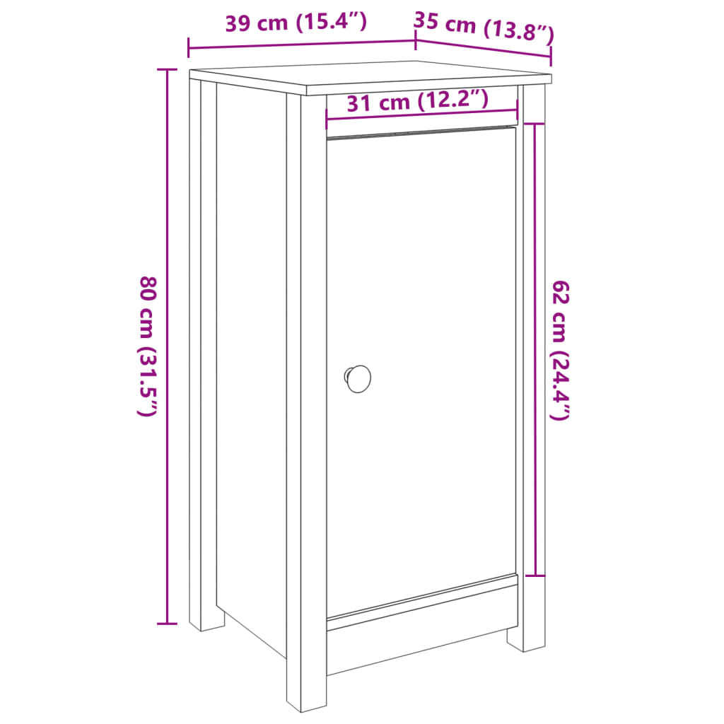 vidaXL Buffet noir 40x35x80 cm bois massif de pin