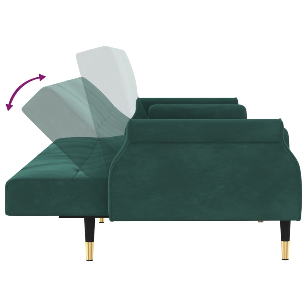 vidaXL Canapé-lit avec coussins vert foncé velours