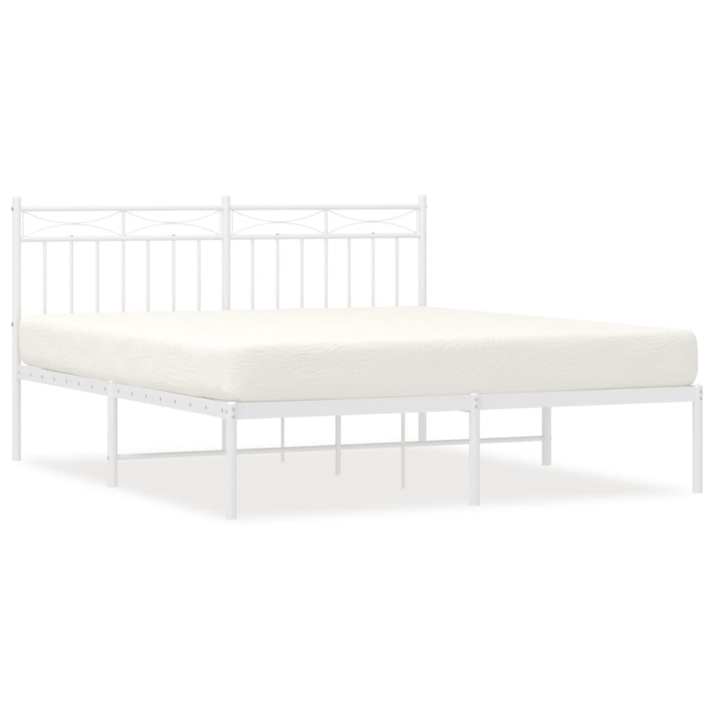 vidaXL Cadre de lit métal sans matelas et tête de lit blanc 150x200 cm