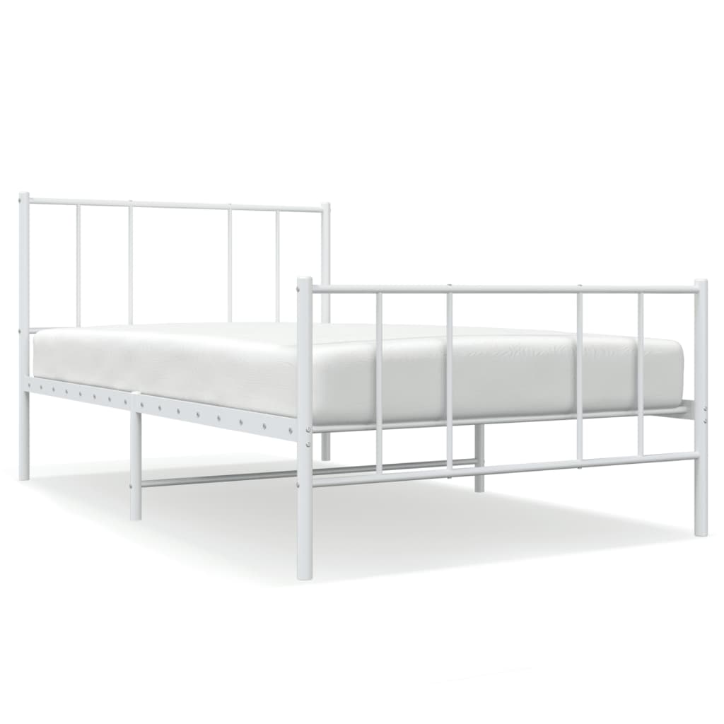 vidaXL Cadre de lit métal sans matelas et pied de lit blanc 100x190 cm