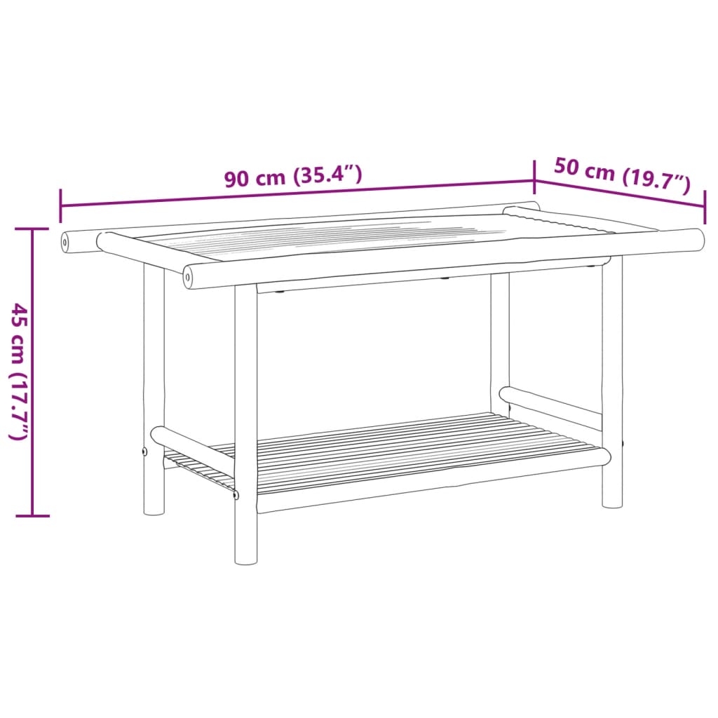 vidaXL Table basse 90x50x45 cm bambou