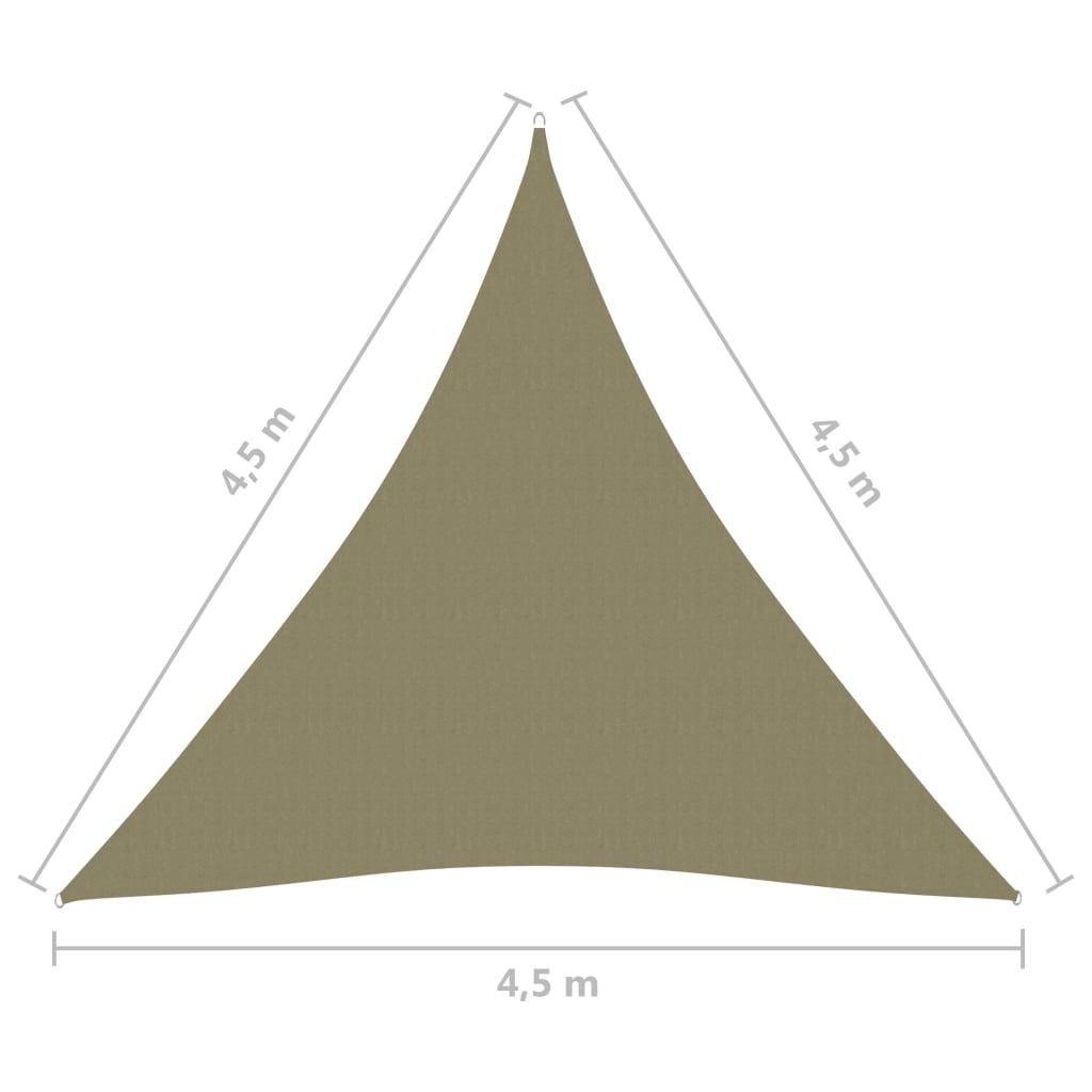 vidaXL Voile de parasol tissu oxford triangulaire 4,5x4,5x4,5 m beige