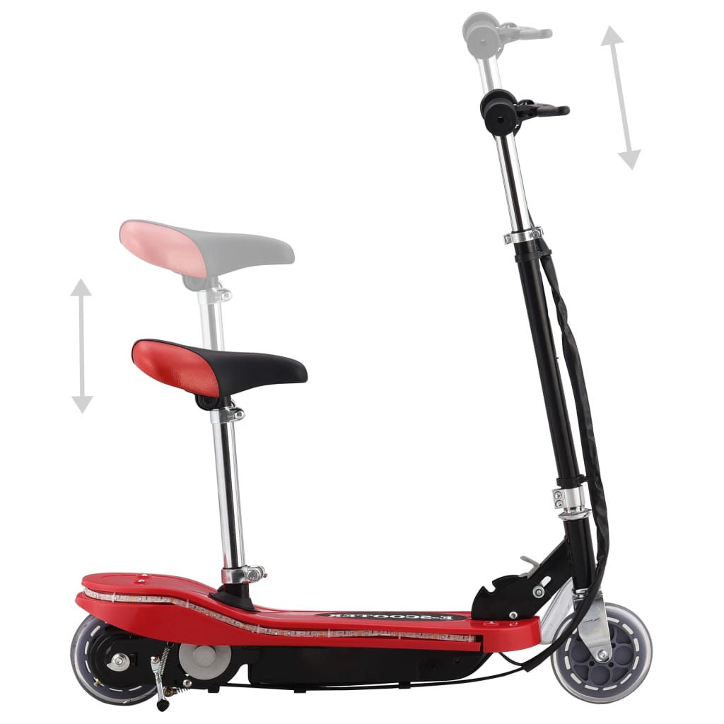 vidaXL Trottinette pour enfants avec selle et LED 120 W rouge