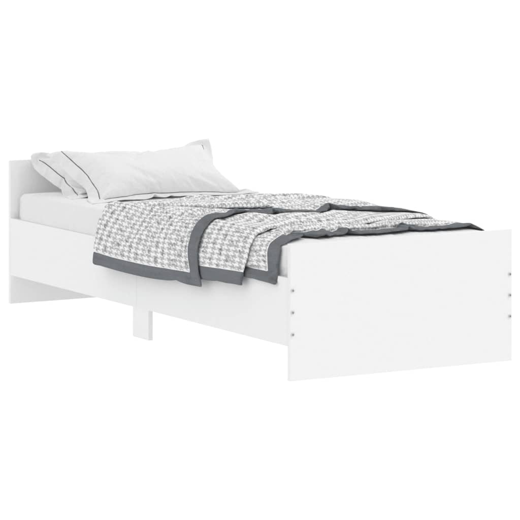 vidaXL Cadre de lit sans matelas blanc 75x190 cm bois d'ingénierie