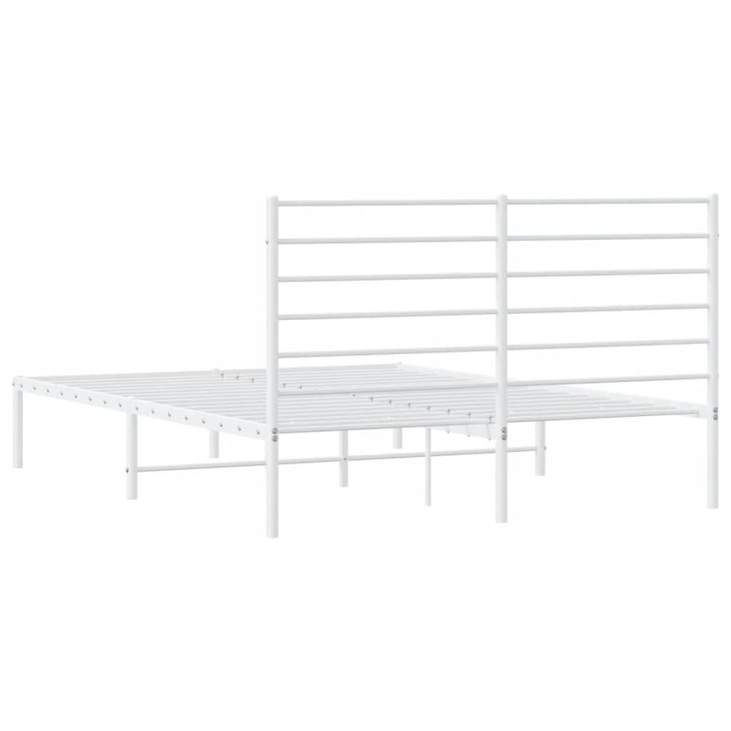 vidaXL Cadre de lit métal sans matelas et tête de lit blanc 150x200 cm