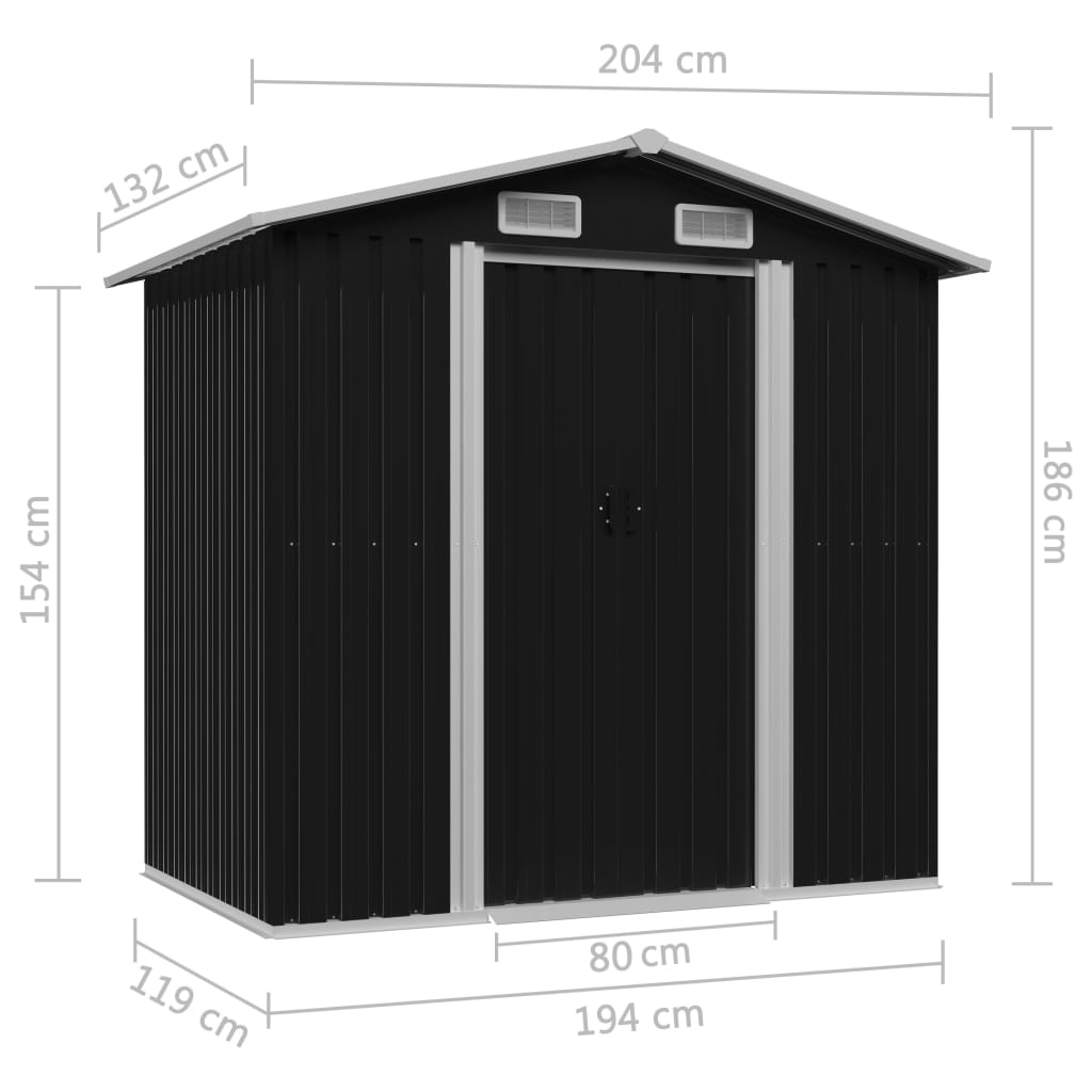 vidaXL Abri de stockage pour jardin Anthracite Acier 204x132x186 cm