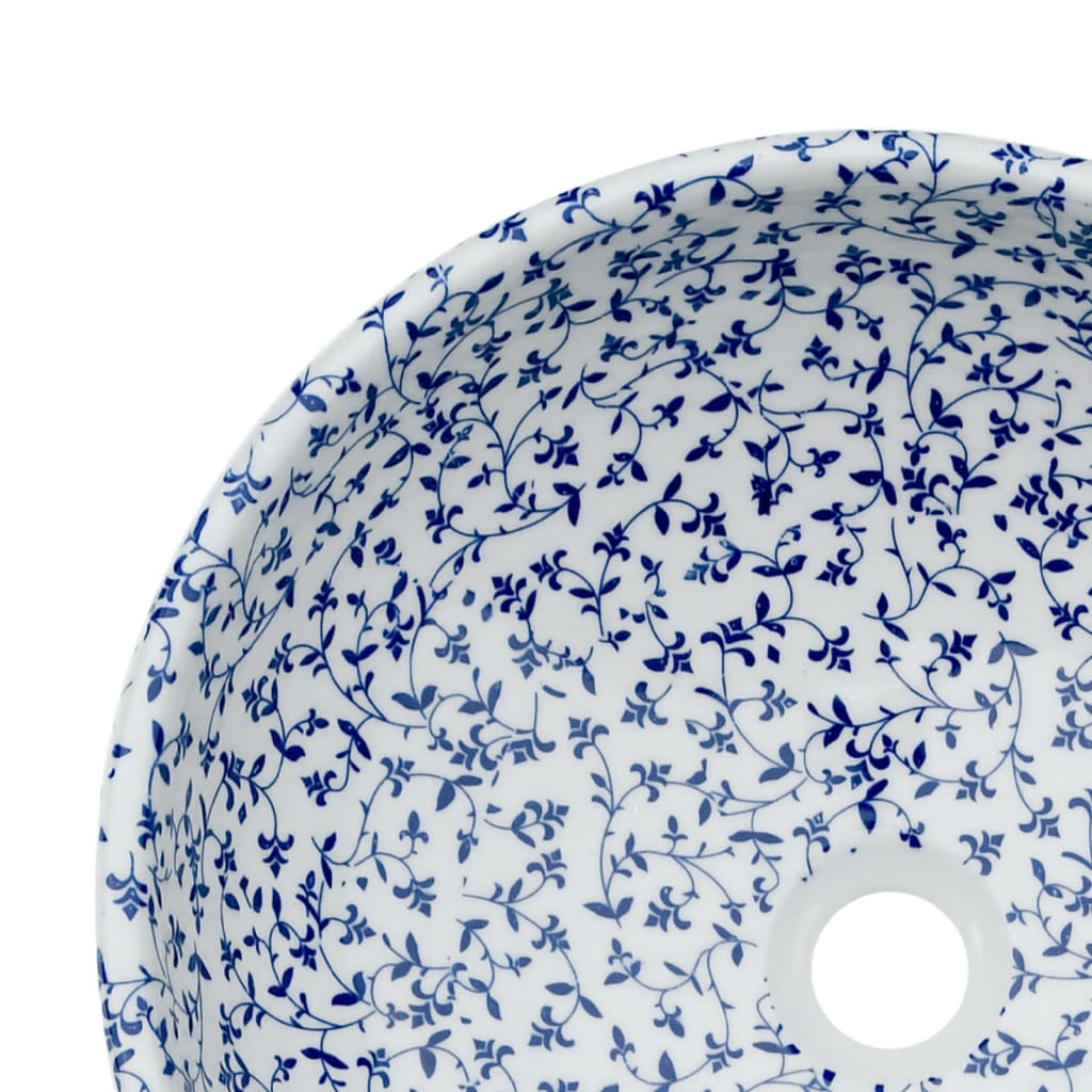 vidaXL Vasque à poser blanc et bleu rond Φ41x14 cm céramique