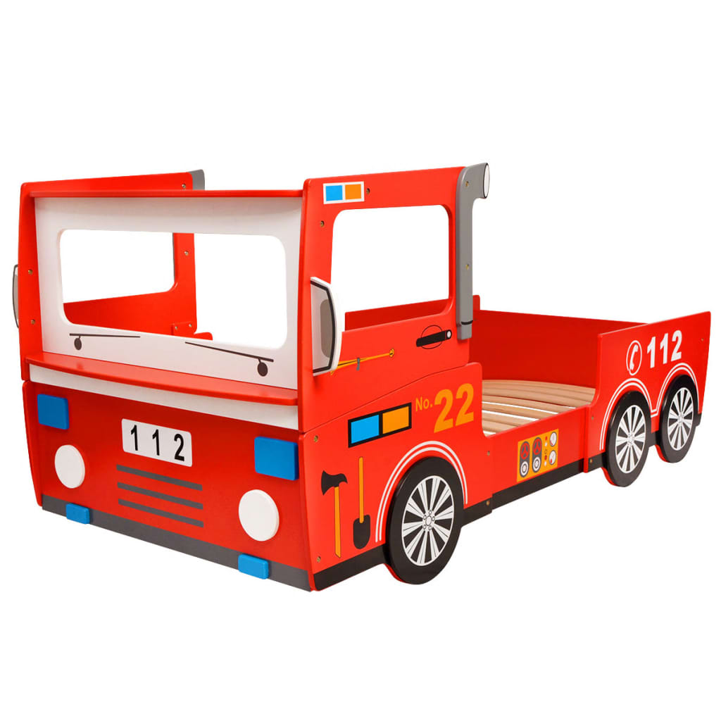 vidaXL Lit camion de pompier pour enfants 200 x 90 cm Rouge