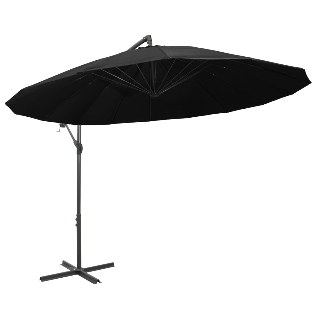 vidaXL Parasol suspendu avec poteau noir 3 m