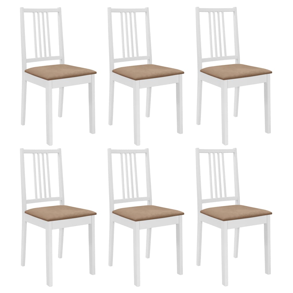 vidaXL Chaises à manger avec coussins lot de 6 blanc bois solide