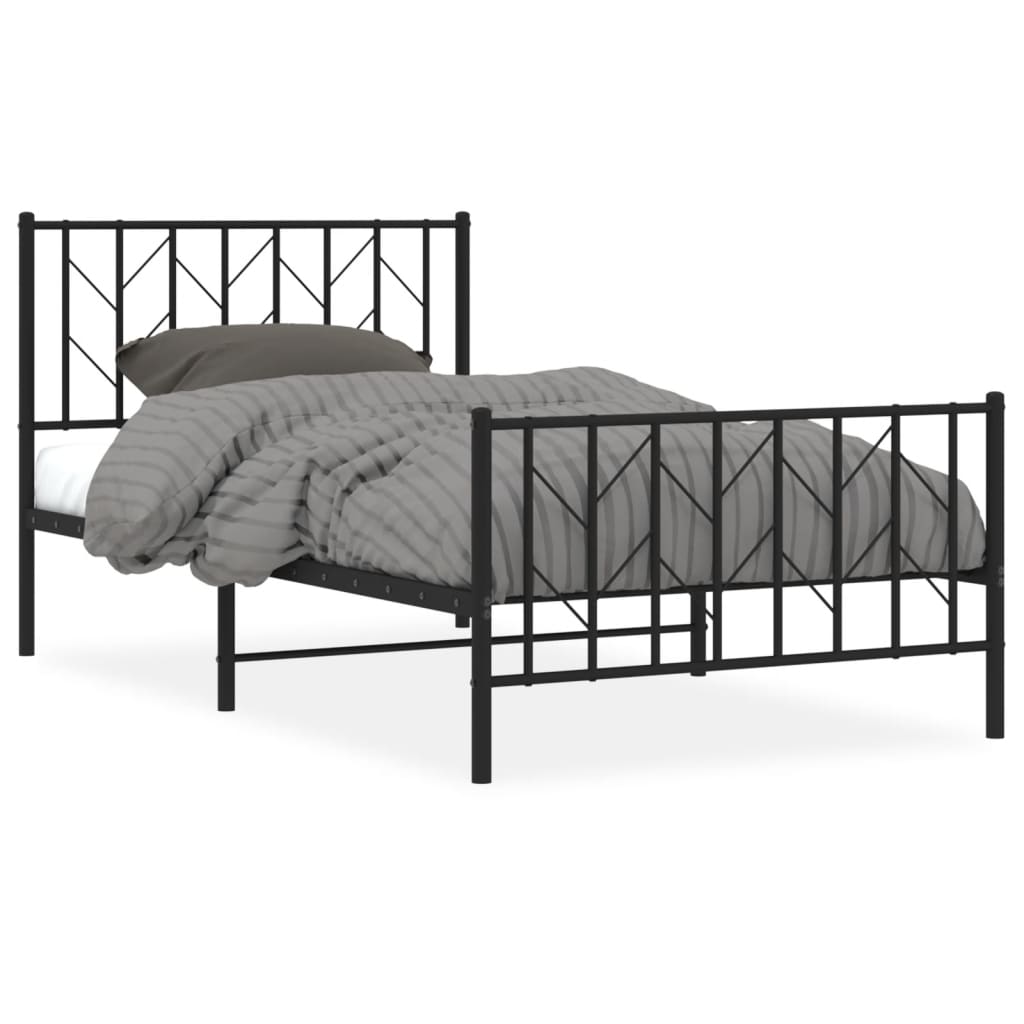 vidaXL Cadre de lit métal sans matelas et pied de lit noir 100x200 cm