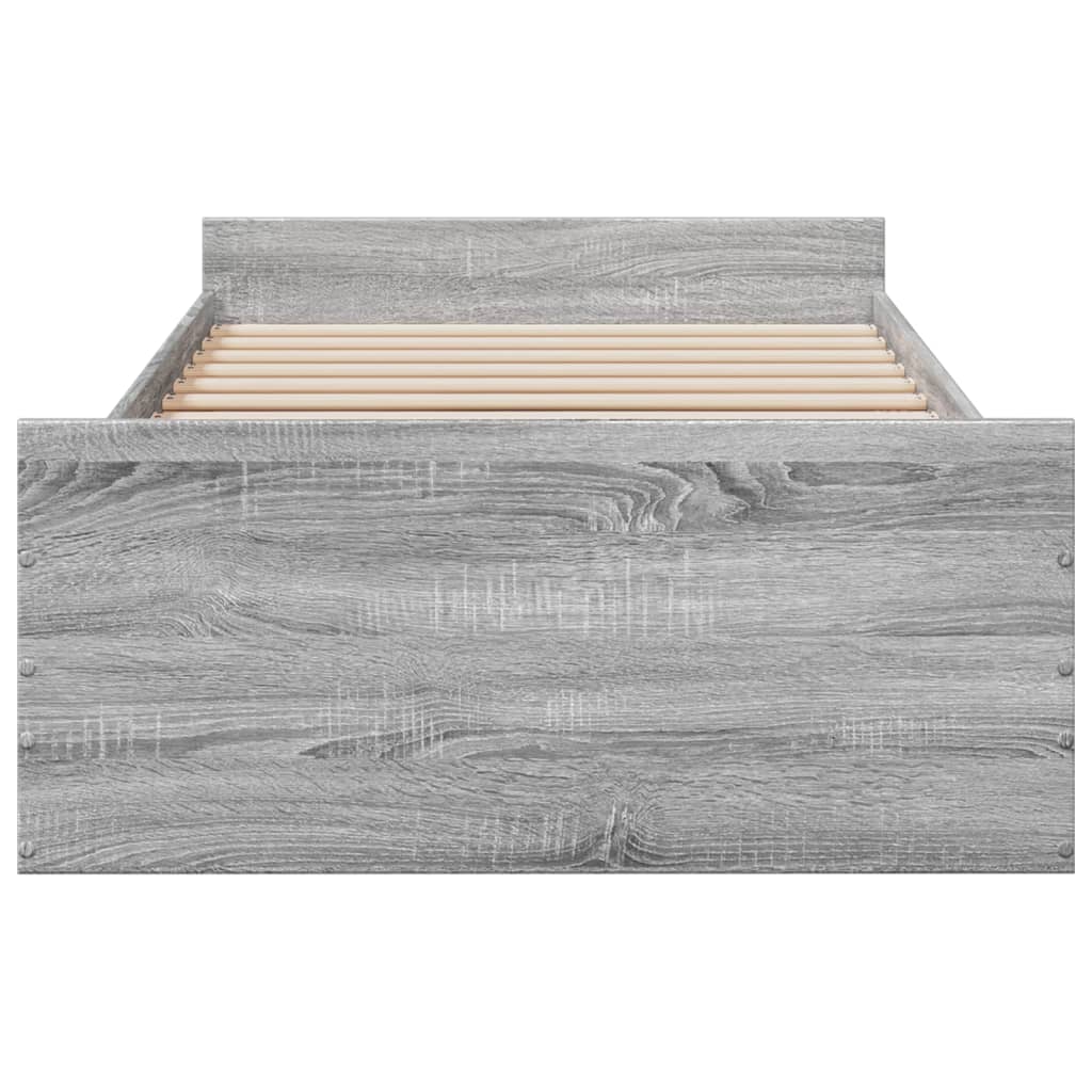 vidaXL Cadre de lit et tiroirs sonoma gris 90x190 cm bois d'ingénierie