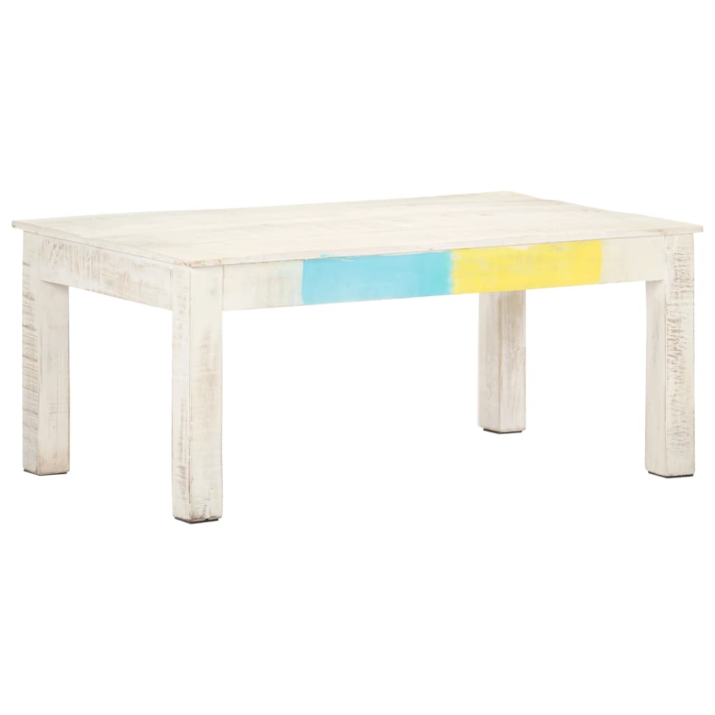 vidaXL Table basse Blanc 110x60x45 cm Bois de manguier massif