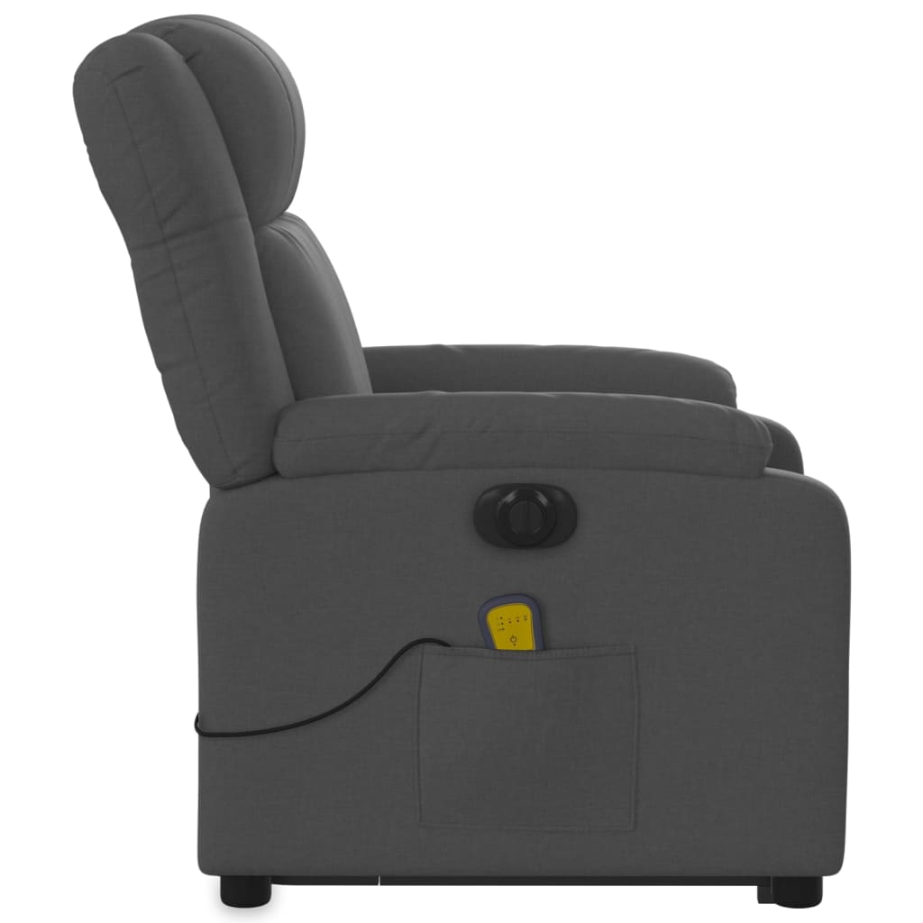 vidaXL Fauteuil inclinable de massage électrique Gris foncé Tissu