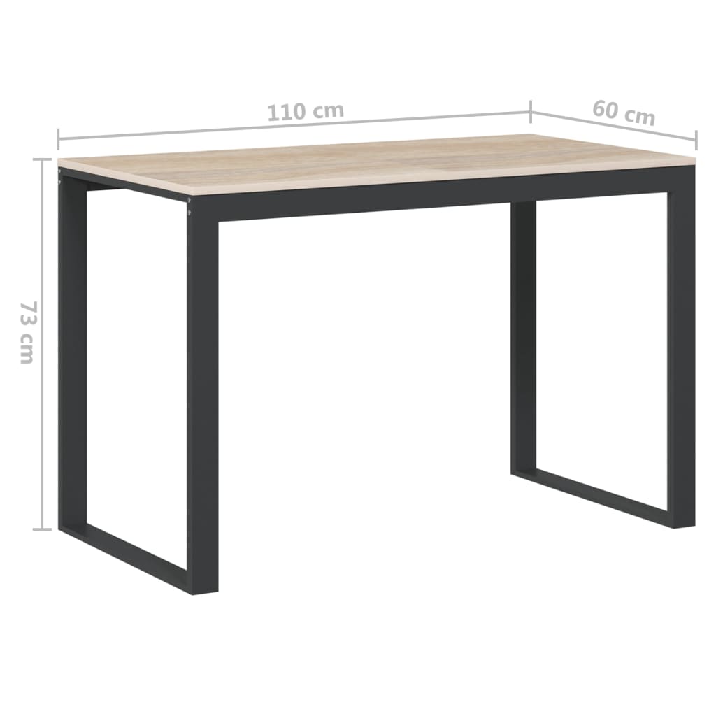 vidaXL Bureau d'ordinateur Noir et chêne 110x60x73 cm Aggloméré