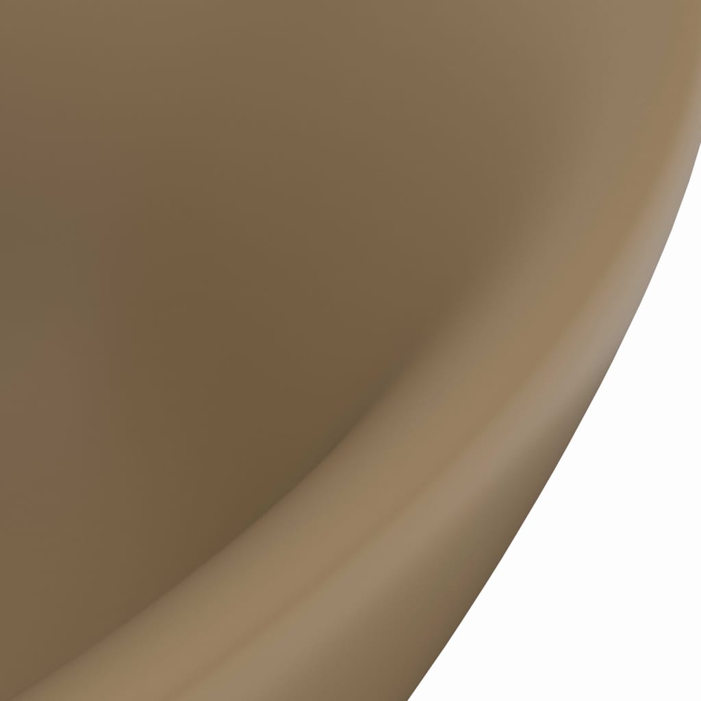 vidaXL Lavabo ovale de luxe à trop-plein Crème mat 58,5x39cm Céramique