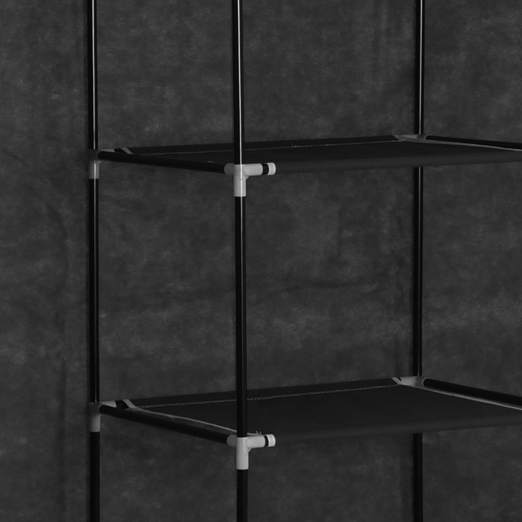 282453 vidaXL Wardrobe with Compartments and Rods Black 150x45x175 cm Fabric