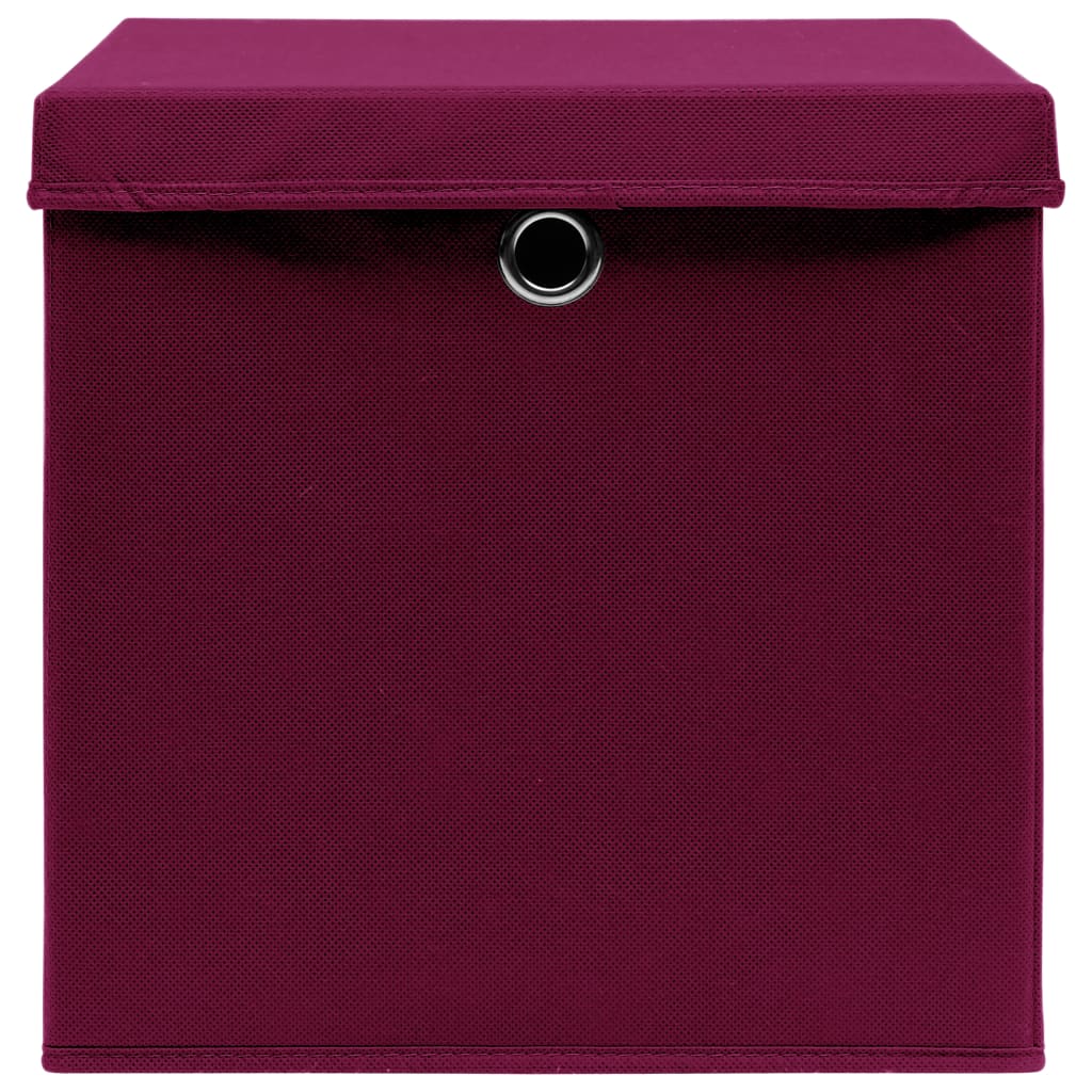 vidaXL Boîtes de rangement 4 pcs Rouge foncé 32x32x32 cm Tissu