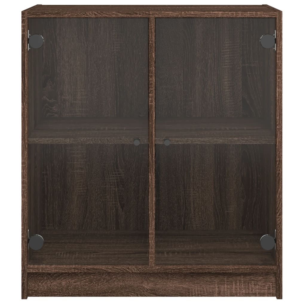 vidaXL Armoire latérale avec portes en verre chêne marron 68x37x75,5cm