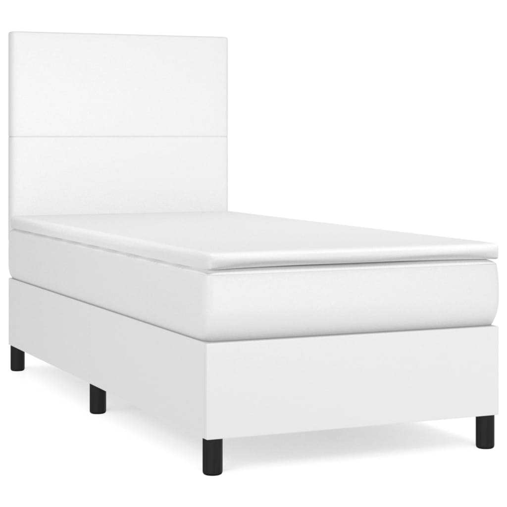 vidaXL Sommier à lattes de lit avec matelas Blanc 90x200 cm Similicuir