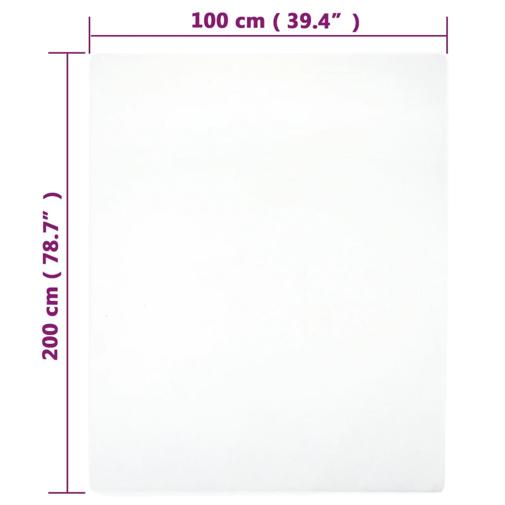 vidaXL Drap-housse Jersey Blanc 100x200 cm Coton