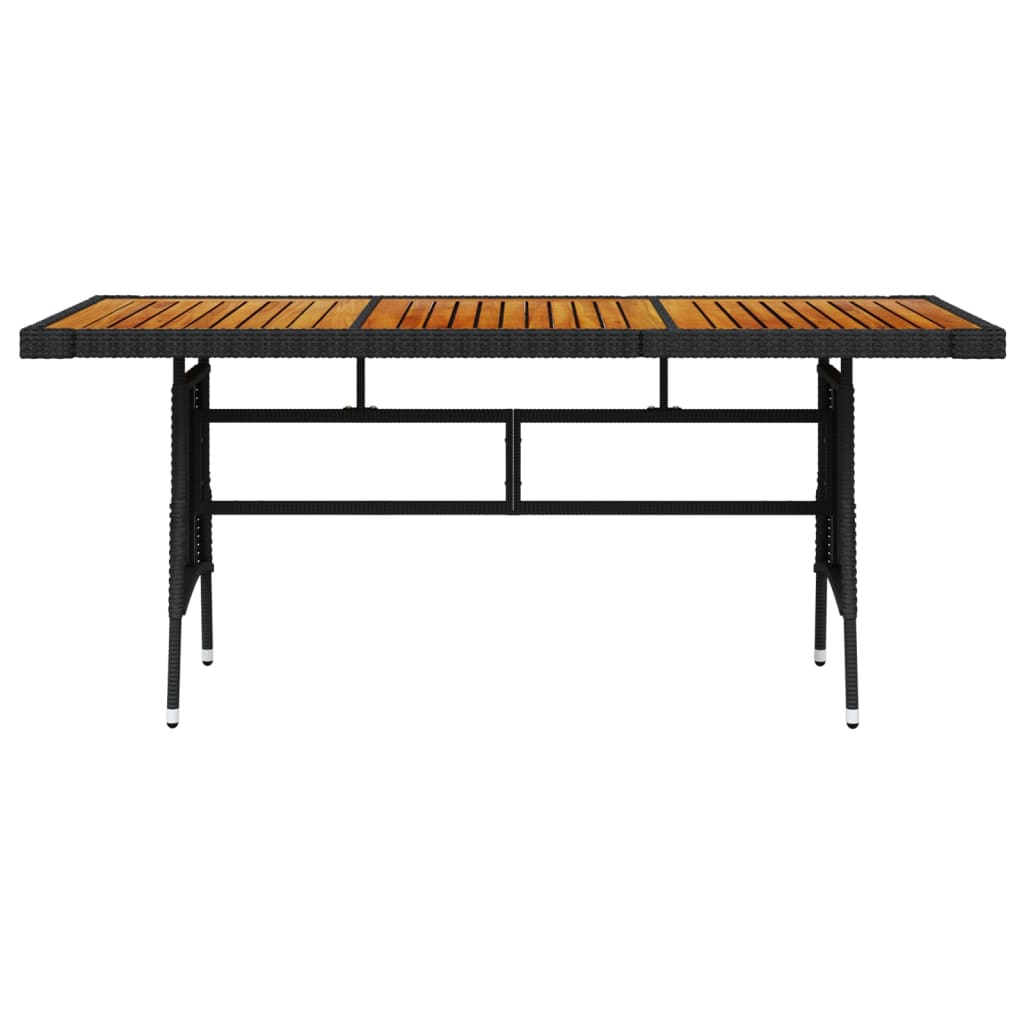 vidaXL Table de jardin Noir 160x70x72 cm Résine tressée et acacia