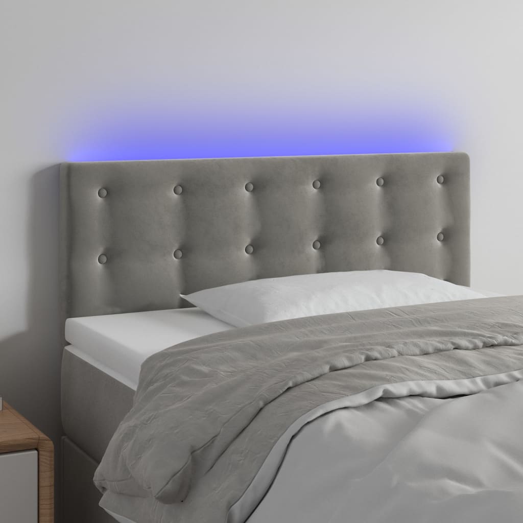 vidaXL Tête de lit à LED Gris clair 90x5x78/88 cm Velours
