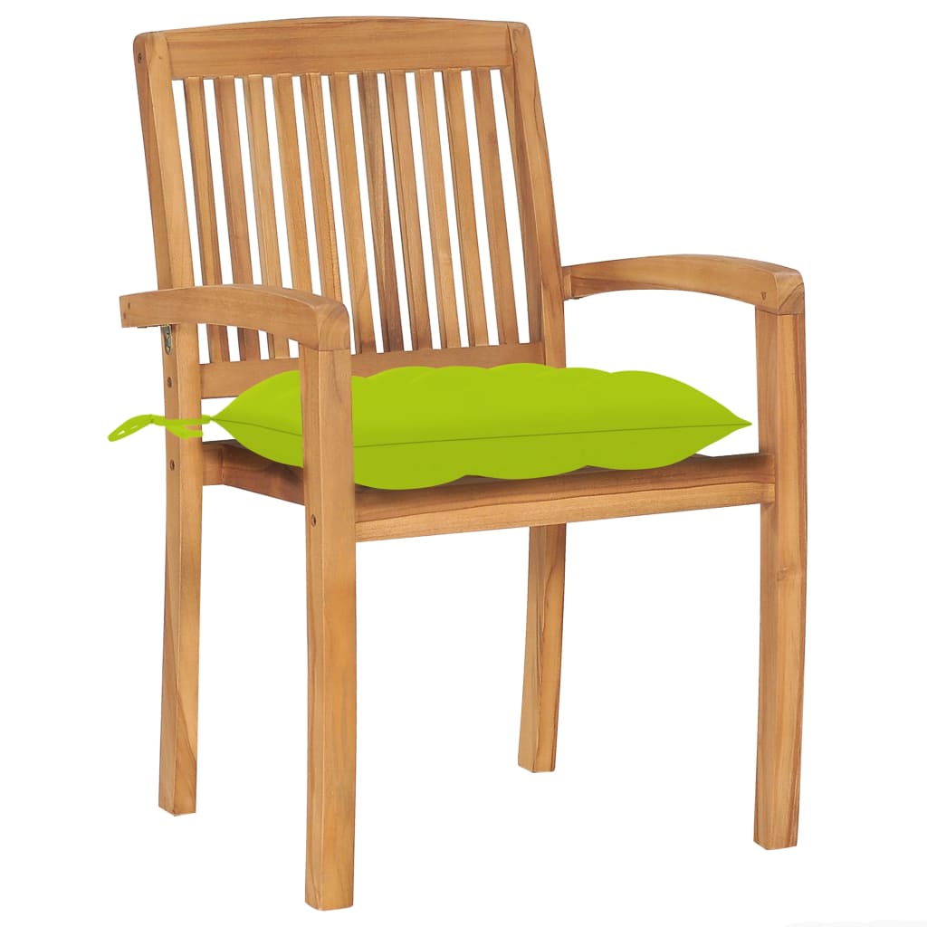 vidaXL Chaises de jardin 2 pcs avec coussins vert vif Teck massif