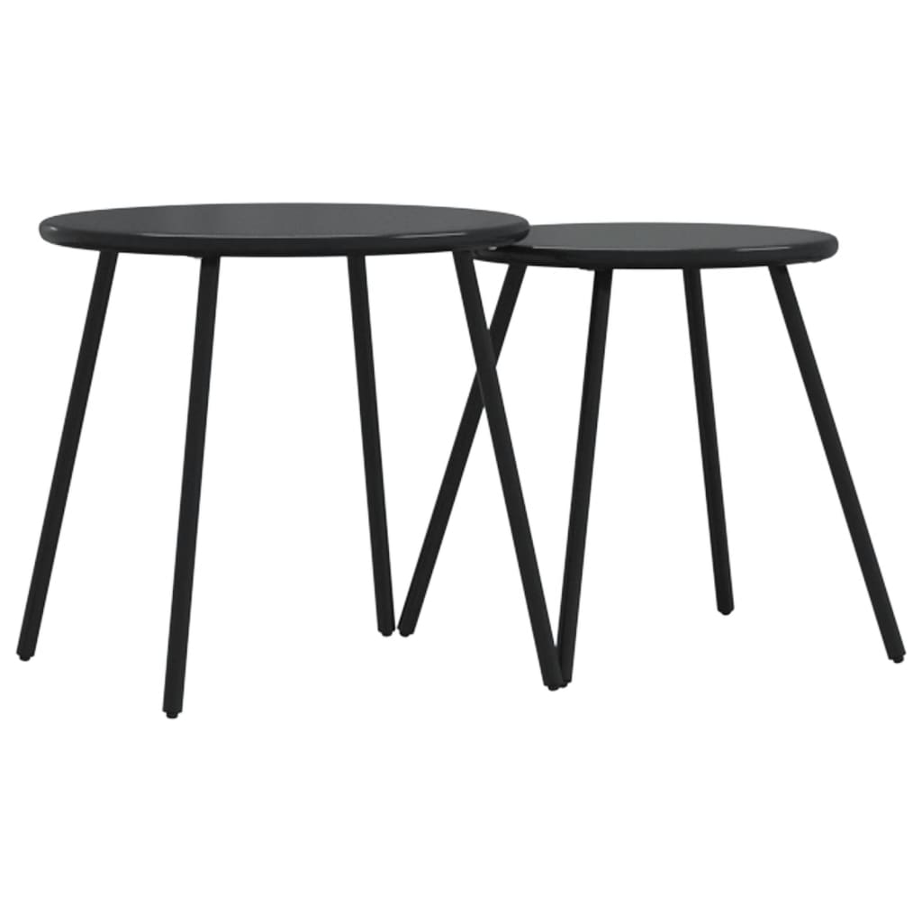 vidaXL Tables basses de jardin 2pcs rondes noir acier enduit de poudre