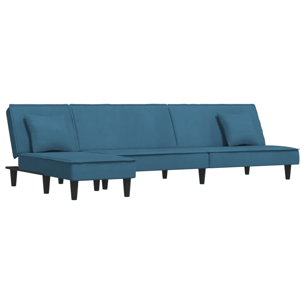 vidaXL Canapé-lit en forme de L bleu 255x140x70 cm velours