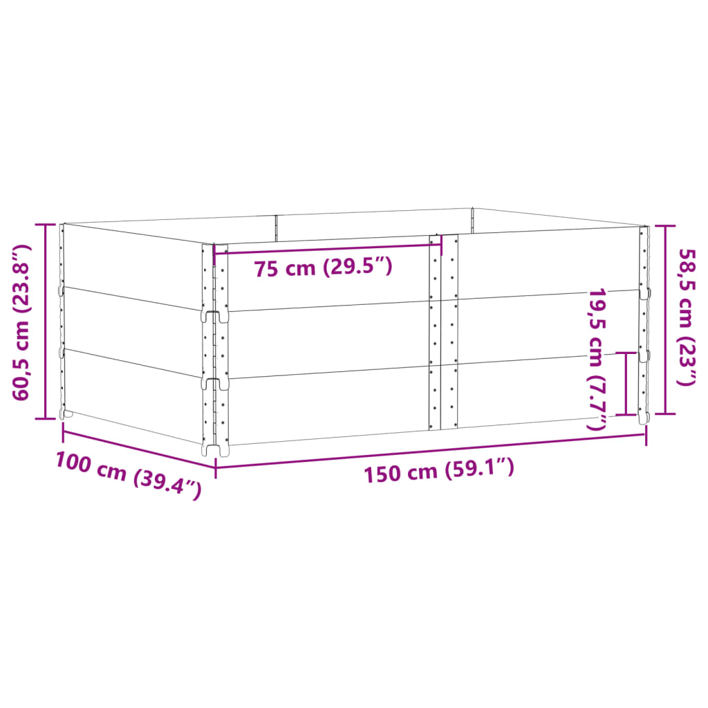 vidaXL Colliers de palette 3 pcs noir 150x100 cm bois de pin solide