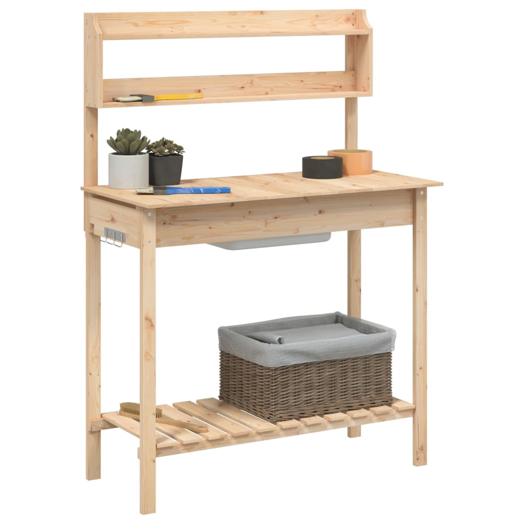 vidaXL Table de rempotage et évier 147,5x44x139,5 cm bois massif sapin