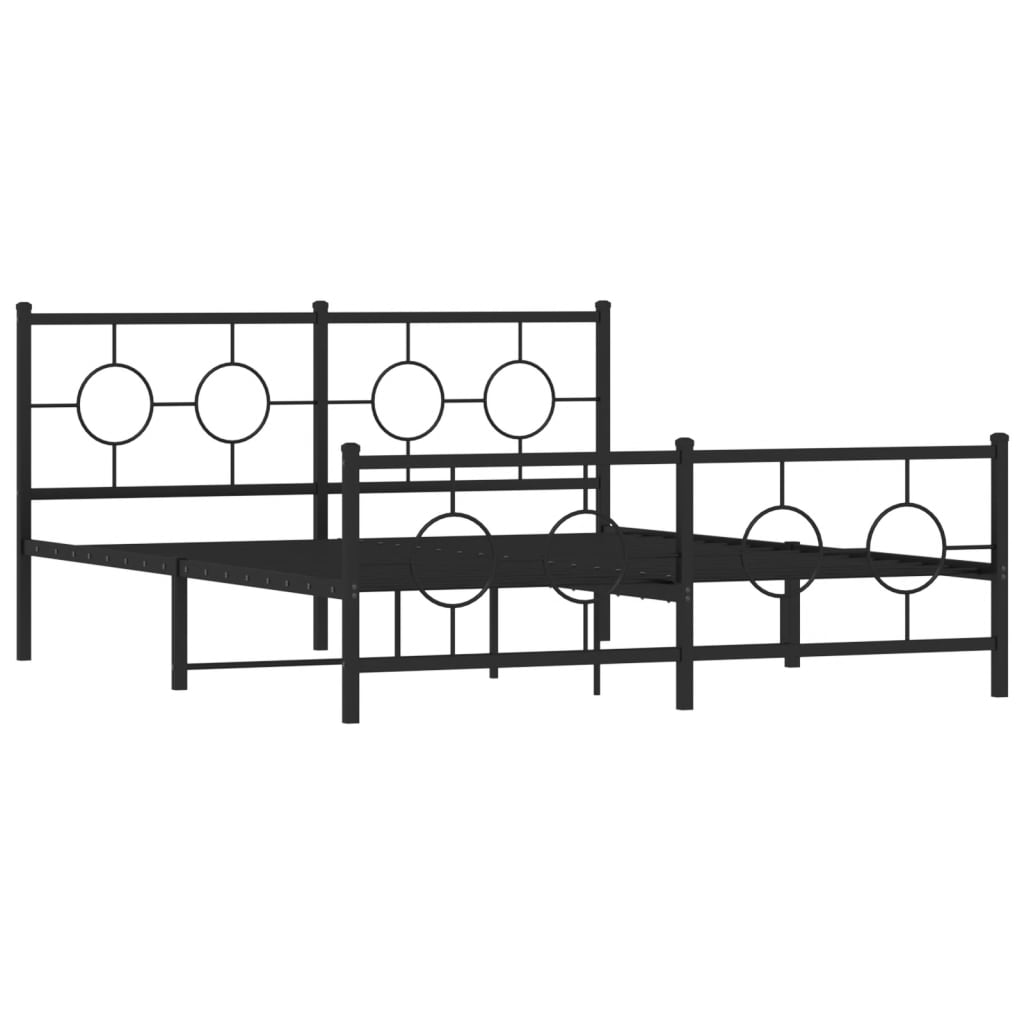 vidaXL Cadre de lit métal sans matelas avec pied de lit noir 150x200cm