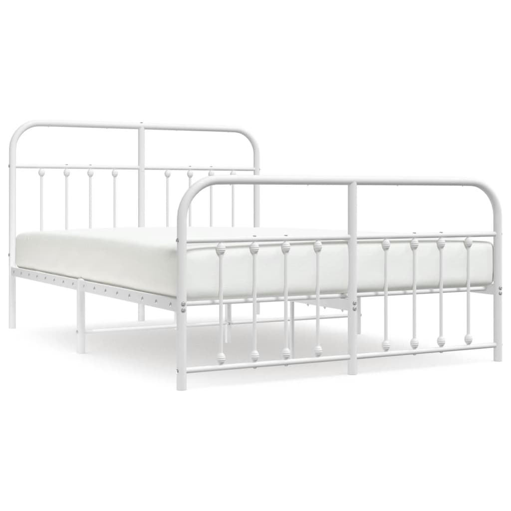 vidaXL Cadre de lit métal sans matelas et pied de lit blanc 150x200 cm