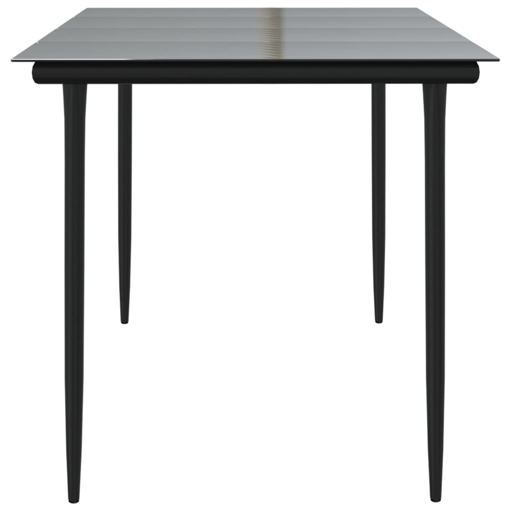 vidaXL Table à dîner de jardin Noir 160x80x74 cm Acier et verre trempé