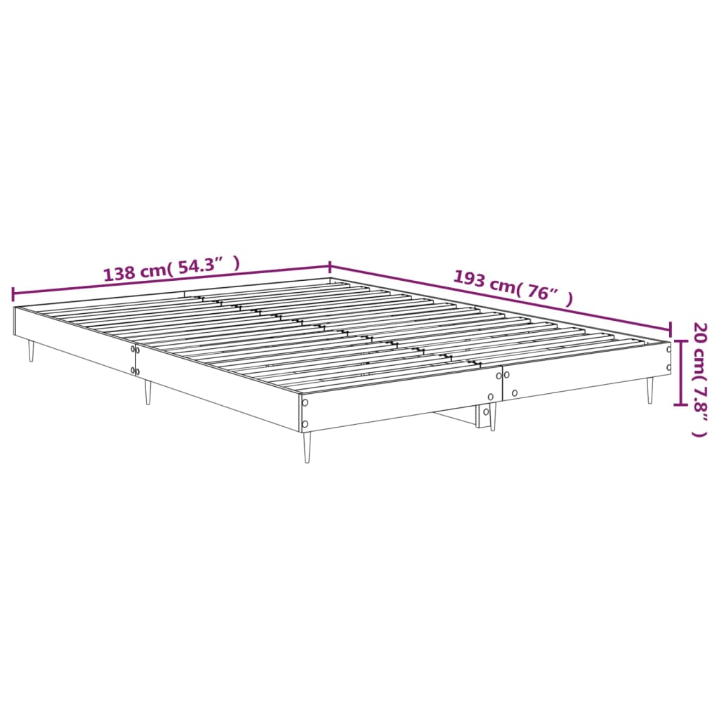 vidaXL Cadre de lit sans matelas blanc brillant 135x190 cm