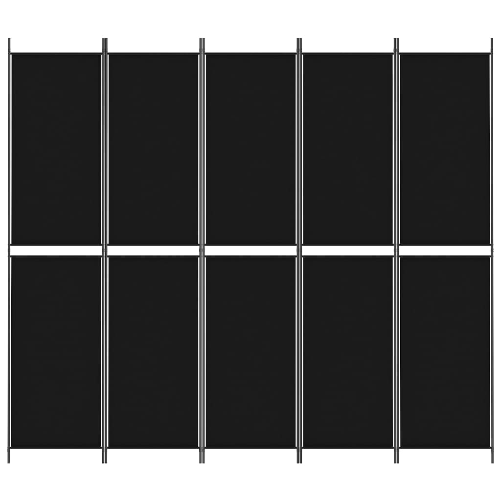 vidaXL Cloison de séparation 5 panneaux Noir 250x220 cm Tissu