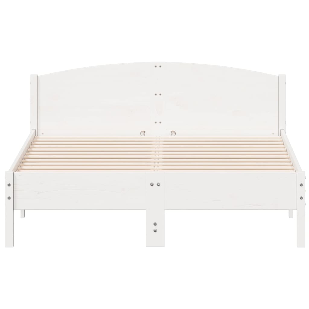 vidaXL Cadre de lit avec tête de lit blanc 160x200 cm bois pin massif