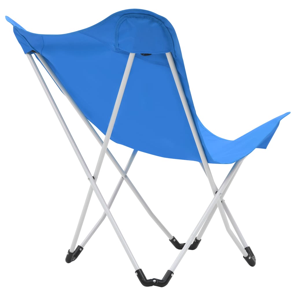 vidaXL Chaise de camping pliable Forme de papillon 2 pcs Bleu